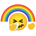 faccina che starnutisce + arcobaleno