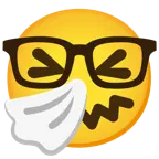 faccina che starnutisce + faccina nerd
