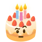 faccina con sopracciglia alzate + torta di compleanno