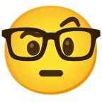 faccina con sopracciglia alzate + faccina nerd