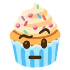 faccina con sopracciglia alzate + cupcake