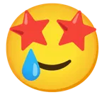 star-struck + smiling face with tear
