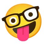 faccina impazzita + faccina nerd