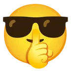faccina che zittisce + faccina con sorriso e occhiali da sole