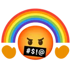 faccina con simboli sulla bocca + arcobaleno