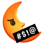 faccina con simboli sulla bocca + faccina ultimo quarto di luna