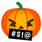 faccina con simboli sulla bocca + zucca di Halloween