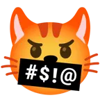 faccina con simboli sulla bocca + muso di gatto