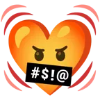 faccina con simboli sulla bocca + cuore che batte