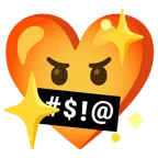 faccina con simboli sulla bocca + cuore che luccica
