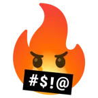 faccina con simboli sulla bocca + fuoco