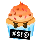 faccina con simboli sulla bocca + cupcake