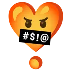 faccina con simboli sulla bocca + punto esclamativo a cuore