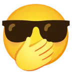 faccina con mano sulla bocca + faccina con sorriso e occhiali da sole