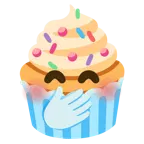 faccina con mano sulla bocca + cupcake
