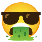 faccina che vomita + faccina con sorriso e occhiali da sole