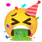 faccina che vomita + faccina che festeggia