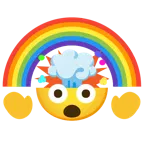 testa che esplode + arcobaleno