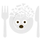 testa che esplode + piatto e posate