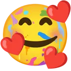smiling face with hearts + artist palette