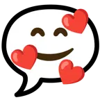 smiling face with hearts + speech balloon
