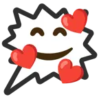 smiling face with hearts + right anger bubble