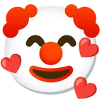 smiling face with hearts + clown face