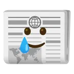 smiling face with tear + newspaper