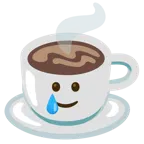 smiling face with tear + hot beverage