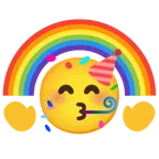 partying face + rainbow