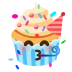 partying face + cupcake