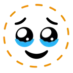 face holding back tears + dotted line face