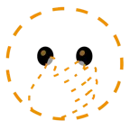 faccina con occhi aperti e mano sulla bocca + faccina tratteggiata