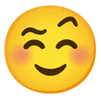smiling face + face with raised eyebrow