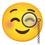 smiling face + face with monocle