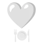 punto esclamativo a cuore + piatto e posate