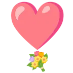 punto esclamativo a cuore + mazzo di fiori