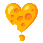 punto esclamativo a cuore + fetta di formaggio