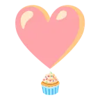 punto esclamativo a cuore + cupcake
