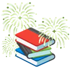 Feuerwerk + Bücherstapel