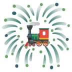 Feuerwerk + Dampflokomotive