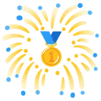 Feuerwerk + Goldmedaille
