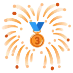 Feuerwerk + Bronzemedaille