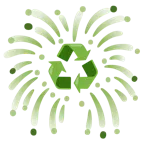 Feuerwerk + Recycling-Symbol
