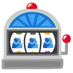 Spielautomat + sich umarmende Personen