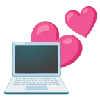 due cuori + computer portatile