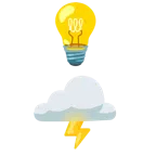 Glühbirne + Wolke mit Blitz