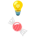 Glühbirne + Bonbon