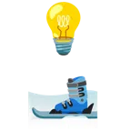 Glühbirne + Ski