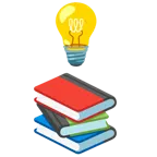 Glühbirne + Bücherstapel